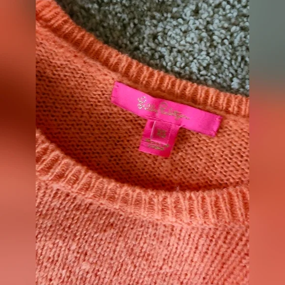 Beautiful Lilly Pulitzer Womens XS Orange Ruffle Knit Marceline Sweater - Picture 5 of 8